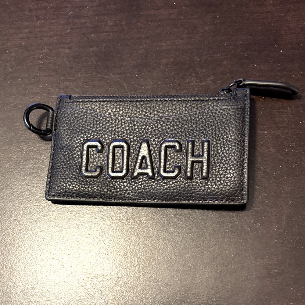 Coach Black Textured Leather Card Holder